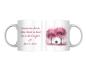 Preview: Zwei Ansichten einer weißen Tasse: links der romantische Spruch ‚Gemeinsam durchs Leben, Hand in Hand, bis in die Ewigkeit‘ in rosaner Schrift, personalisiert mit den Namen ‚Sara & Jonas‘ und zwei ineinandergreifenden Herzen. Rechts ein Aquarellmotiv eine